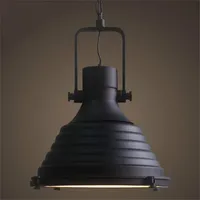 Wrought Iron Industrial Pendant Lights Vintage Black Lighting Bar Hotel Kitchen Island LED Light Antique Pendant Ceiling Lamp