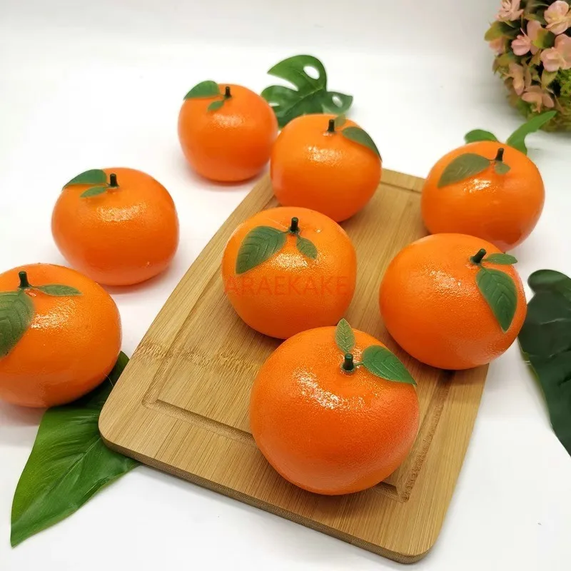Fruta de mandarina falsa, naranjas artificiales, frutas de simulación, modelo de mandarina realista, decoración, adorno de simulación, 2 uds.