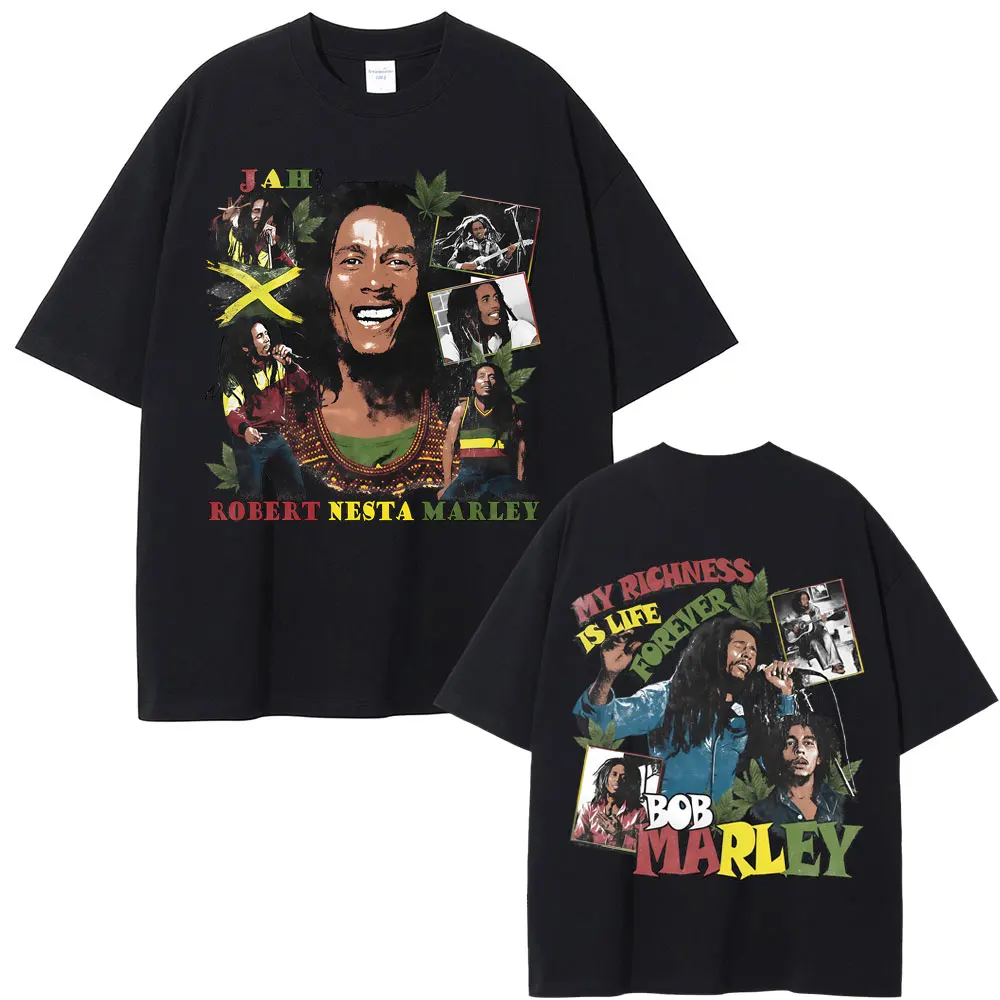 

Bob Marley My Richness Is Life Forever T-shirt Men Women Casual Cotton Vintage T Shirts Male Reggae Music Short Sleeve Tee Shirt