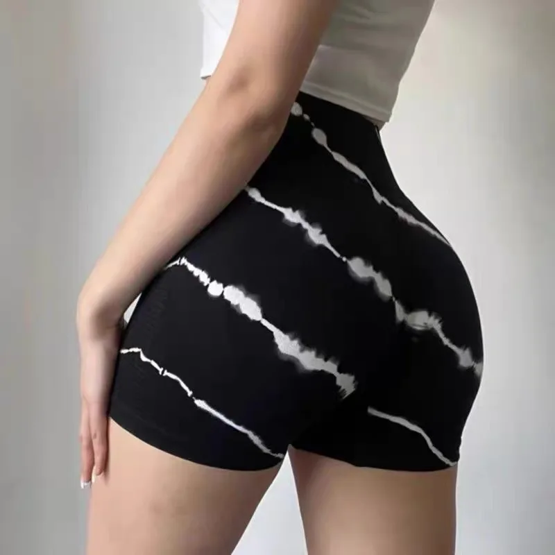 

Женские шорты окрашенного в галстук, эластичные шорты для бега, байкерские спортивные шорты для поднятия ягодиц, йога, фитнес, тренировки, повседневные колготки