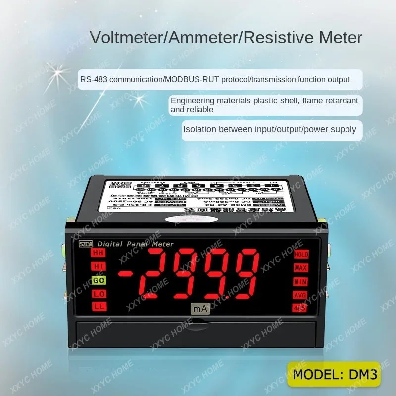 Meter DM3 high precision smart disk surface list DC/AC/voltmeter/ammeter 485 communication