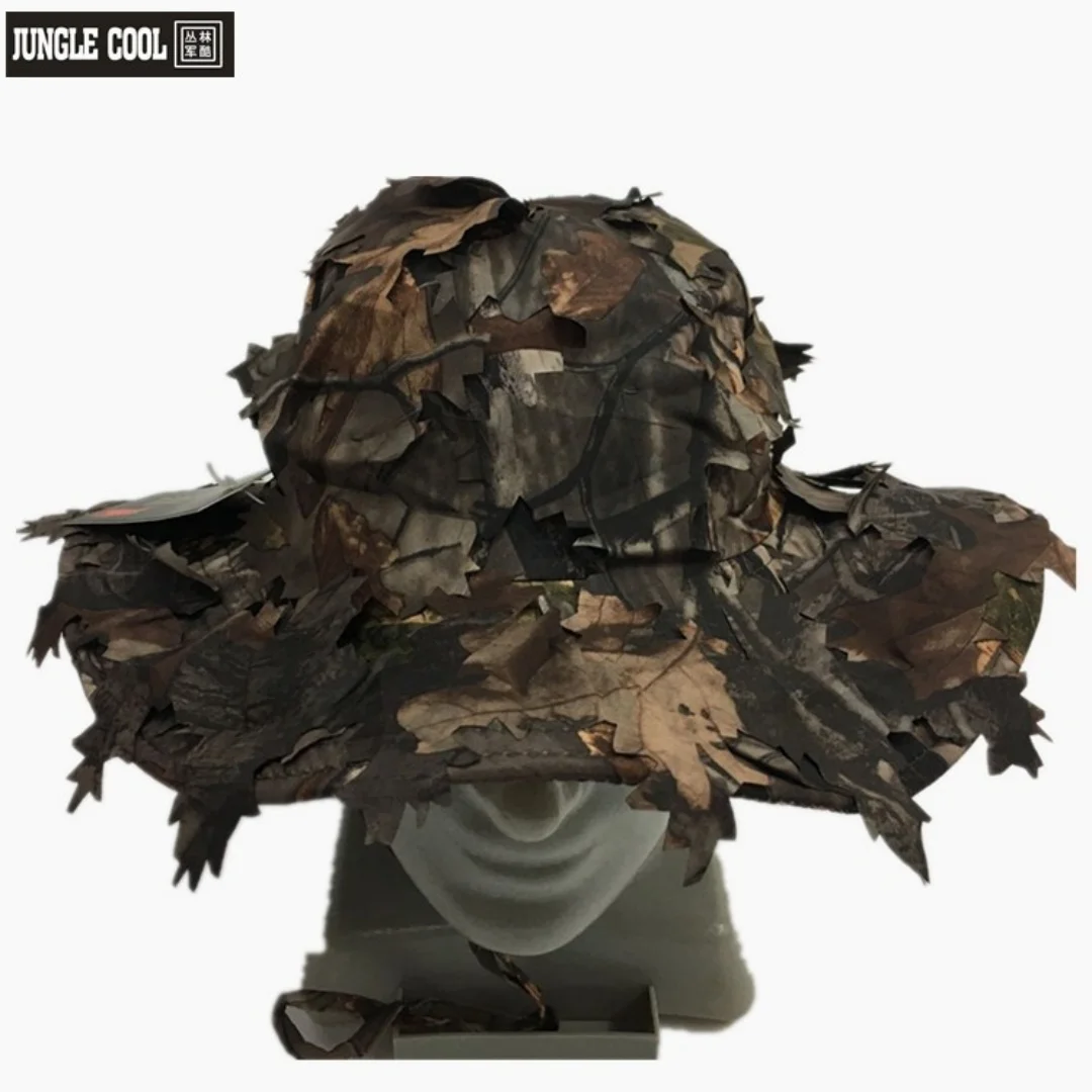 Out A003 Sun Protection Flat Cap Camouflage Effect 3D Leaves Outdoor Fishing Boonie Tactical Fashion Polyester Hunting Hat Bird