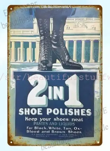 1921 Buffalo New York Shoe Polish F.F. Dalley metal tin sign wall decor pub