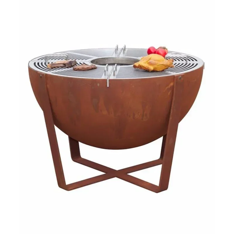 

l Outdoor Charcoal Corten Steel Easily Cleaned Fire Pit Table With Bbq Grill