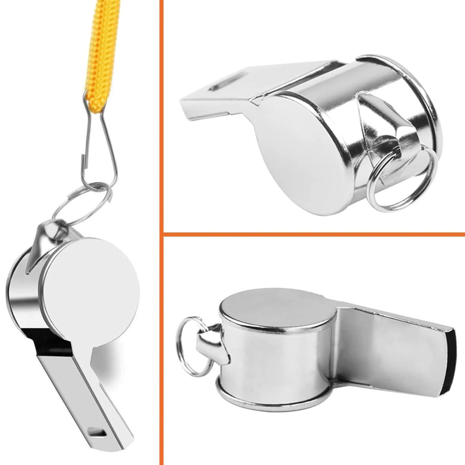 Loud Metal Whistle Professional with Rope Sport Whistle Wear Resistant Portable Stainless Steel Whistles Referee