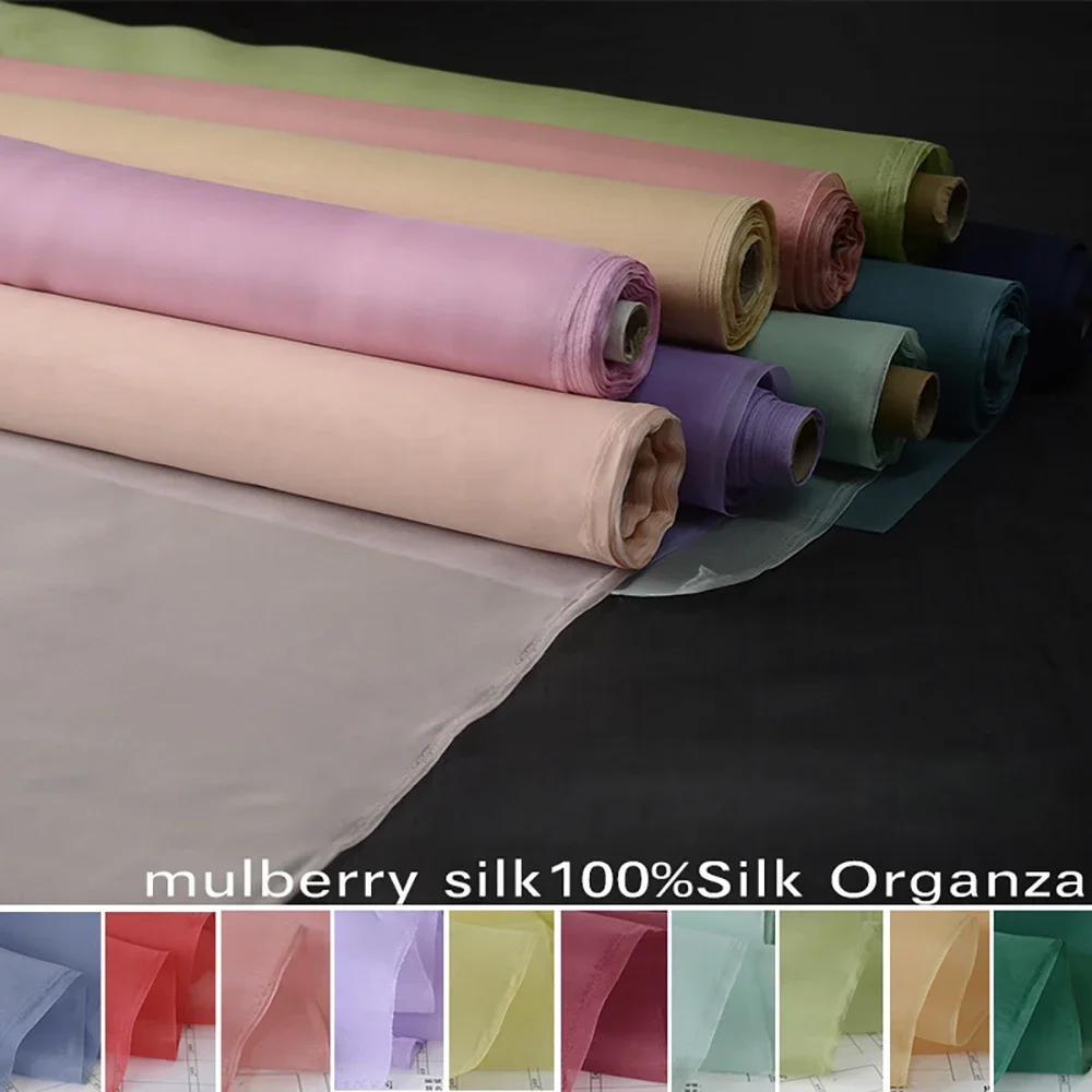 Silk organza fabric wedding dress Children's clothing shirt umbrella skirt haute couture fabric lined with handmade diy material view 2