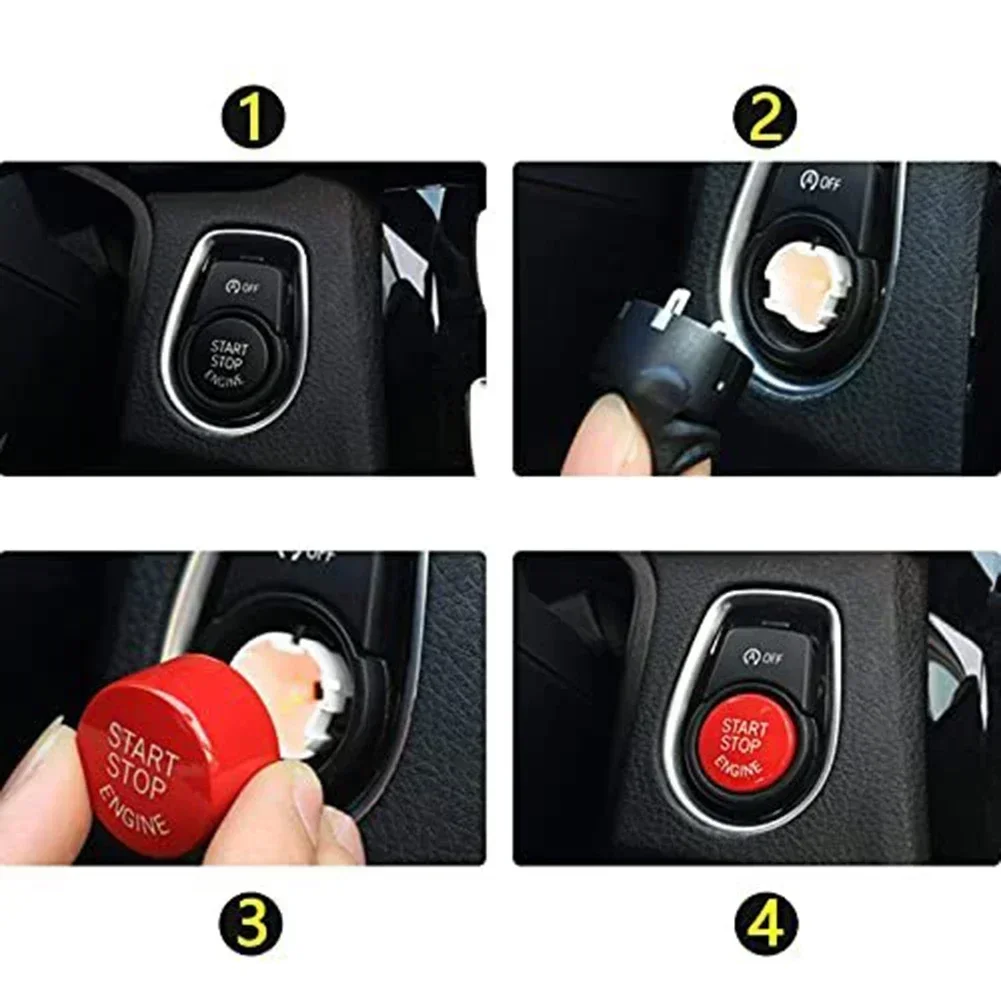 1 قطعة زر بدء تشغيل السيارة الكسوة المحرك الأحمر بدء إيقاف دفع غطاء أزرار الكسوة لسيارات BMW F20 F23 F30 F32 F10 F12 F4 الملحقات الداخلية