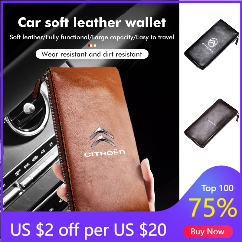 

Горячая новинка 2026: Кожаный чехол-кошелек для автомобиля, держатель для водительских прав, кредитных карт и чековой книжки, автоаксессуары для Citroen C4, C3, C5, C1, C2