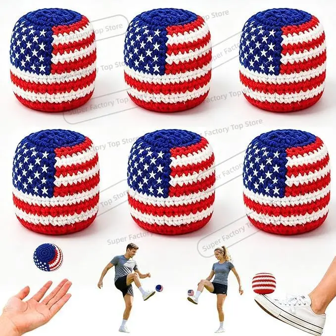 Hacky Footbag Sack, Plush Football Foot Bag Sacks,Funny Crochet Soccer Hackey Sack Balls for Adults,Vibrant Sports Party Games