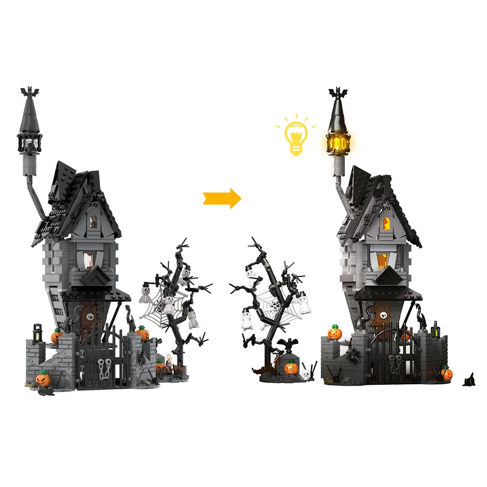 Tijolos Modelo Casa De Halloween, Arquitetura Castle Street View, Blocos De Construção, Brinquedo De Montagem Criativa, Presente, MOC