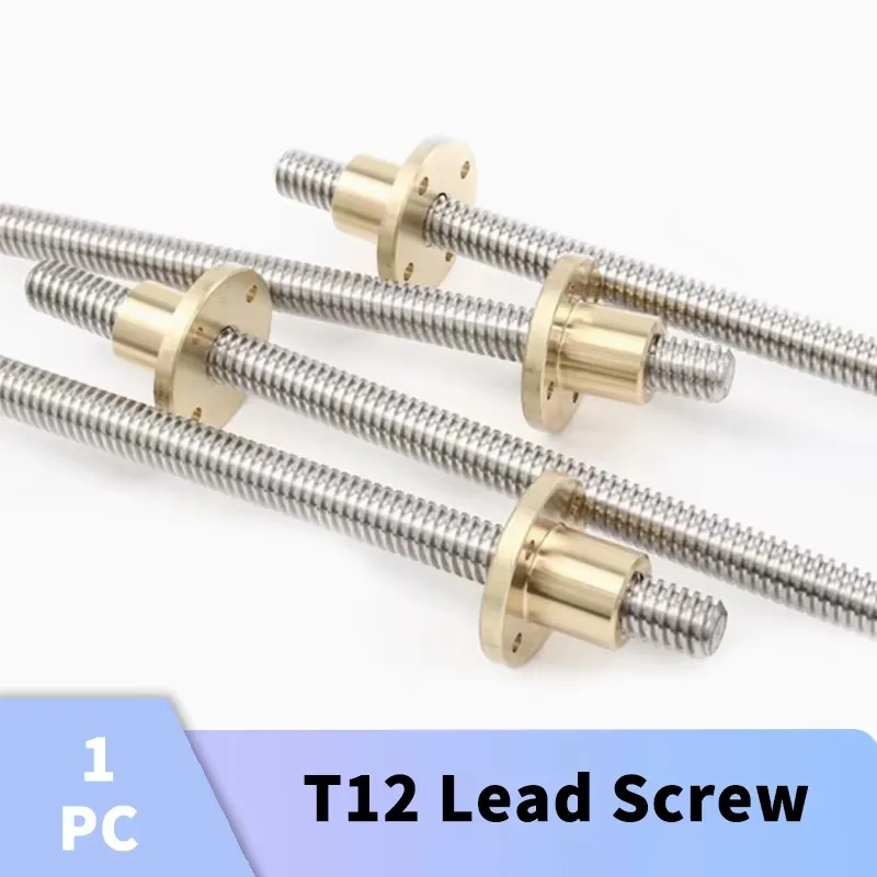 

304 stainless steel T12 screw length 100-600mm lead 2mm 4mm 8mm 10mm 12mm 14mm trapezoidal spindle screw 1pcs With brass nut