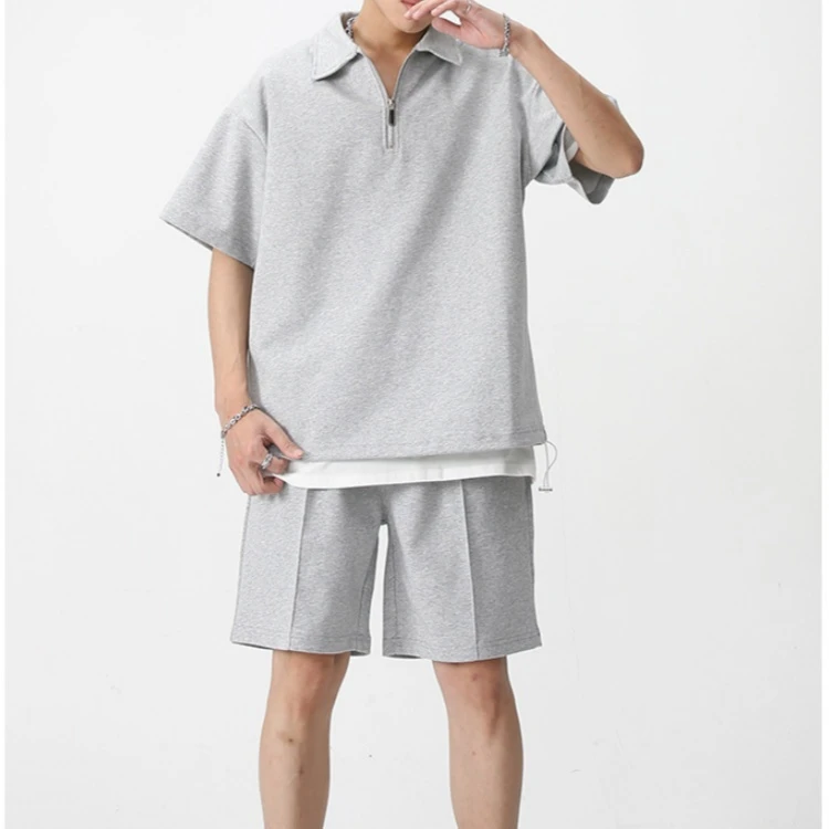 

Custom Design Two-Piece Men's Summer Suit High Quality Breathable Casual cotton Tshirt & Shorts Set for Outdoor Activities