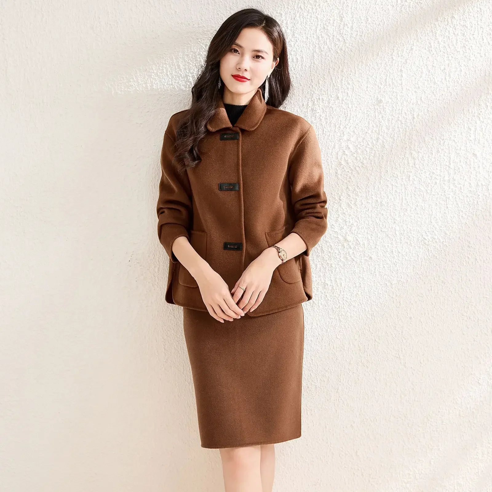 

Double-sided cashmere coat women's autumn and winter new short short short small fragrant style slim wool