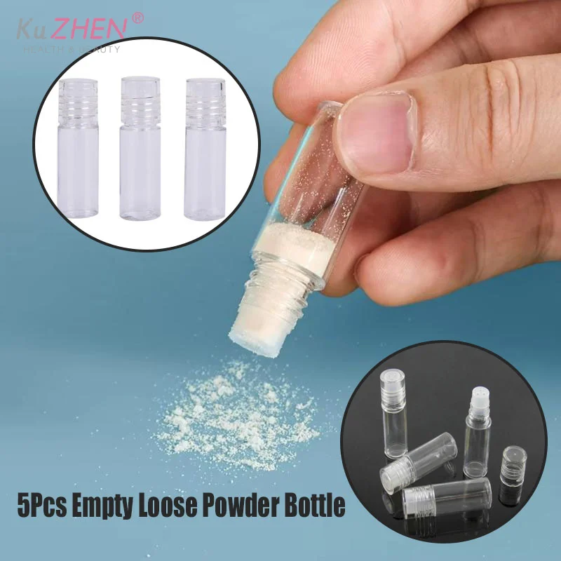 5Pcs Mini Klar 3ml Leere Lose Pulver Behälter Kunststoff Flasche Mit 3-loch Stecker Sichter Nachfüllbar für Lidschatten Kosmetik