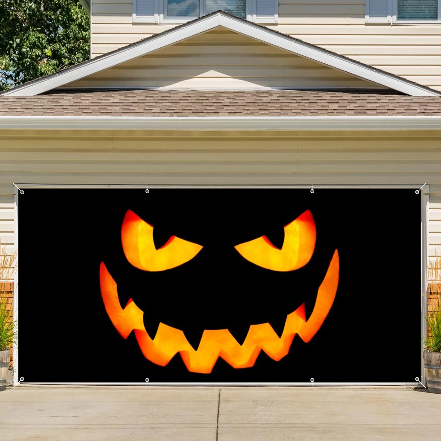 

Halloween Garage Door Decor Banner Backdrop Horror Pumpkin Large Hanging Background Home Yard Wall Decor Outdoor Indoor Party
