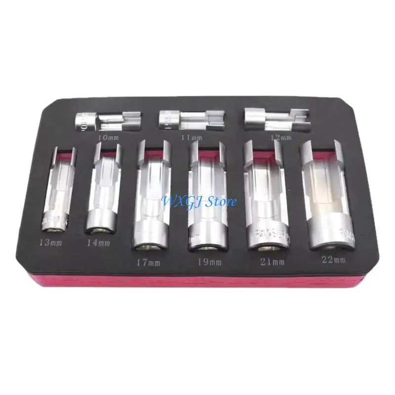 

37JE Automotive 9Pcs Steel Socket 10-22mm for Oxygen Sensors Disassembly and Oil Systems Maintenance in Garages or Homes