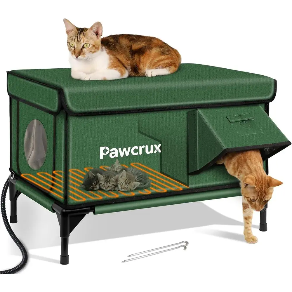 

Всепогодный утепленный домик для кошек для улицы зимой, лежанка для кошек с подогревом, утепленное убежище для кошек с грелкой, с дверцей.