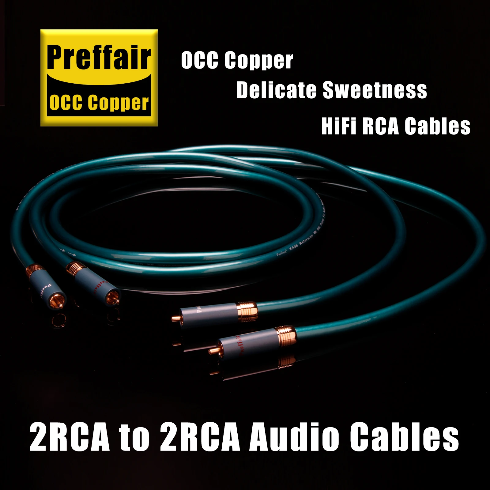 

8N OCC 2RCA Audio Cable HiFi Interconnect for Preamp Power Amplifier CD Player DAC