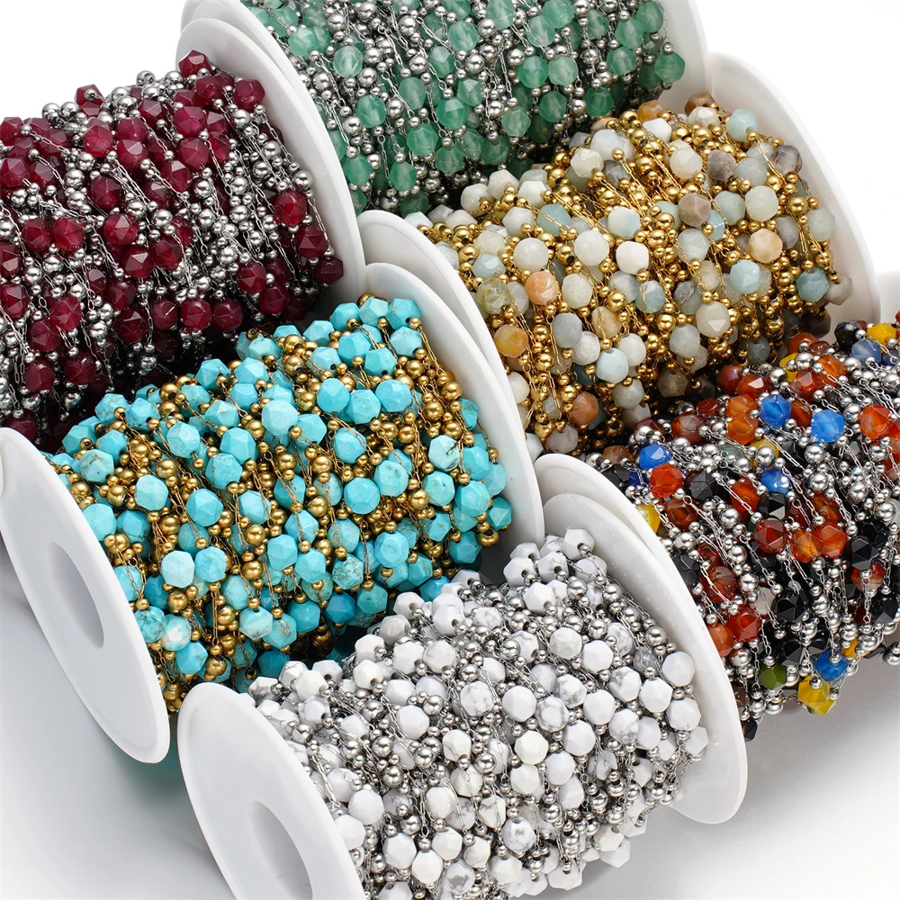 

1Meter/Lot Mixed Stainless Steel Irregular Stone Beads Chains for Handmade DIY Necklace Bracelets Jewelry Making Accessories