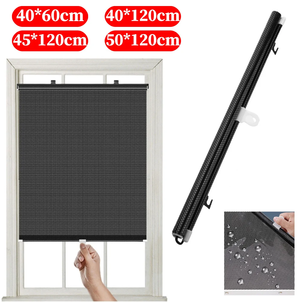 40/50cm Sunshade Roller Blinds Universal Nail-free Suction Cup Sun-shading Roller Blinds for Car Bedroom Kitchen Office Window