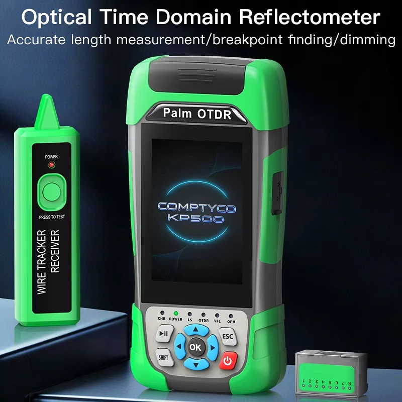 COMPTYCO KP500 Palm OTDR 9 Functions Optical Time Domain Reflectometer Touch Screen Fiber Optic Cable Tester Built-in OPM VFL LS