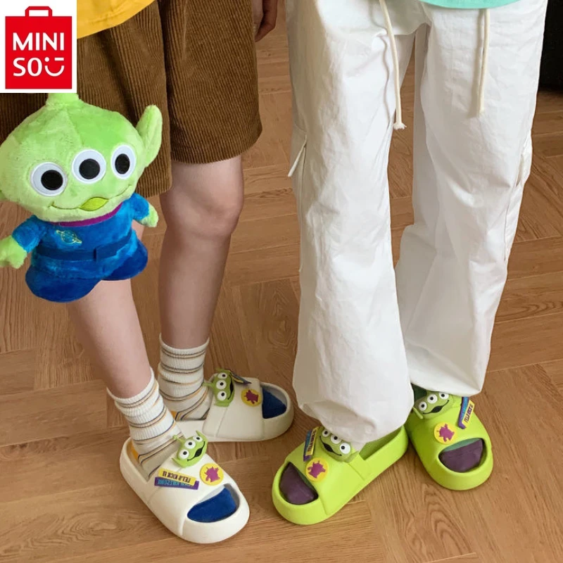 MINISO 2024 Summer Toy Story Three Eyed Boys and Girls Anti slip, Wear resistant, Comfortable and Breathable Student Slippers