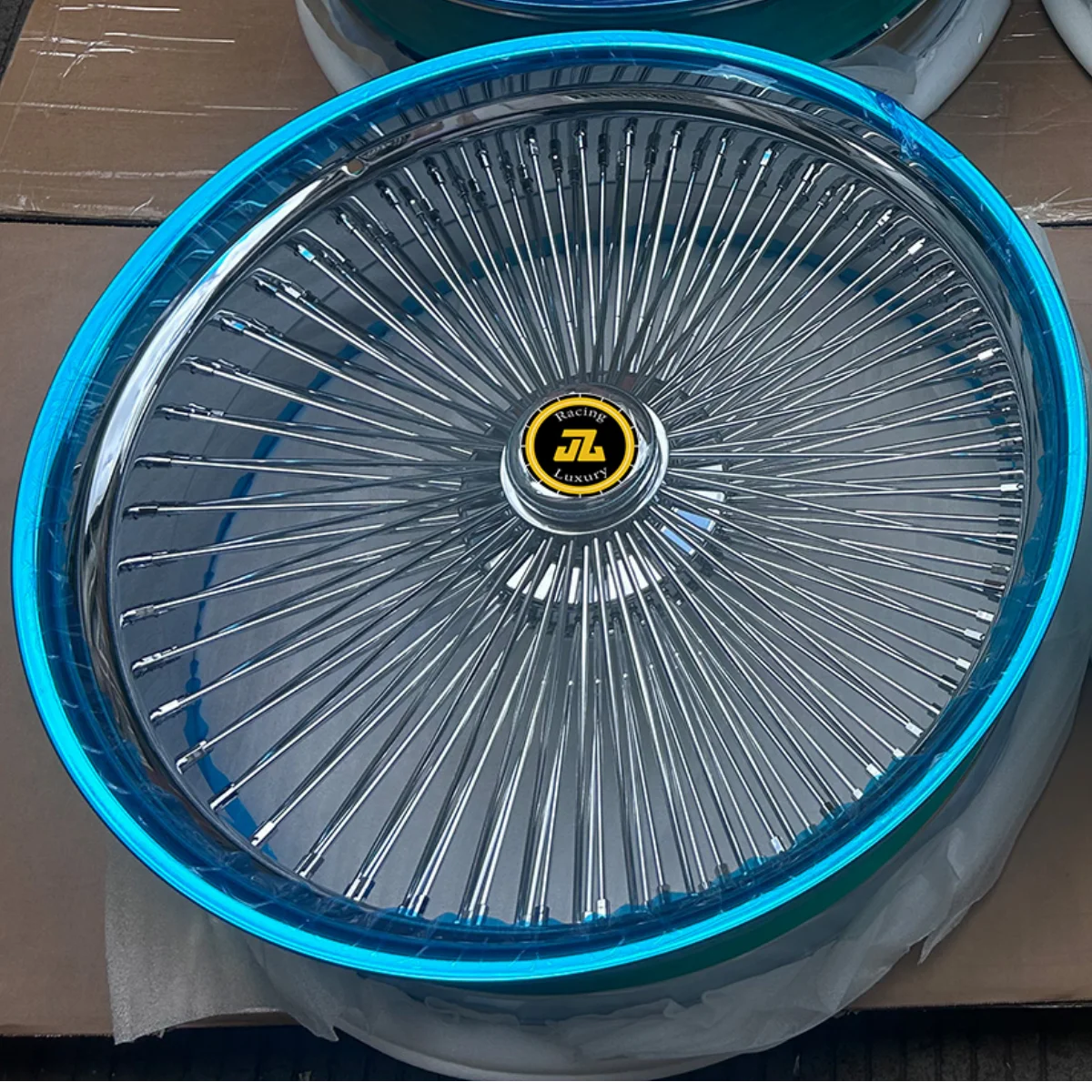 

JZ 22 24 26inch Spoke Wire Wheels 180/200 Spokes Chrome Deep Dish Rims for Classic Vintage Lowrider Old Car