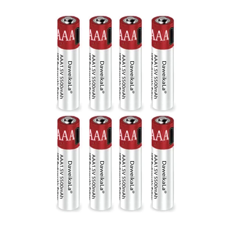 Capacity Charger Free Large 1.5V AAA 5500mah USB Rechargeable Lithium Ion Battery for Remote Control Wireless Mouse + Cable
