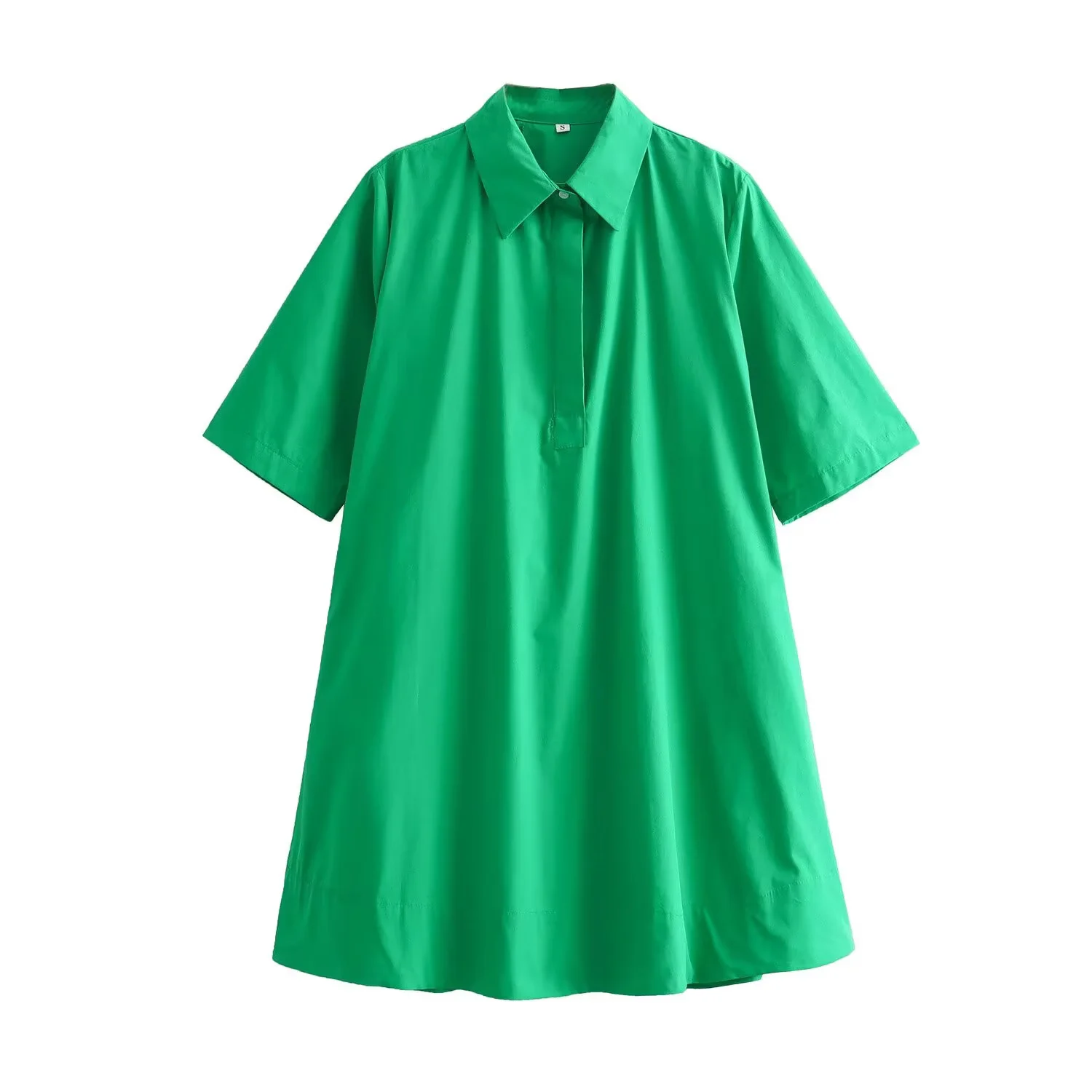 Willshela, moda para mujer, Mini vestido camisero holgado de algodón con brocado, cuello de solapa, manga corta, Vestidos cortos informales elegantes para mujer
