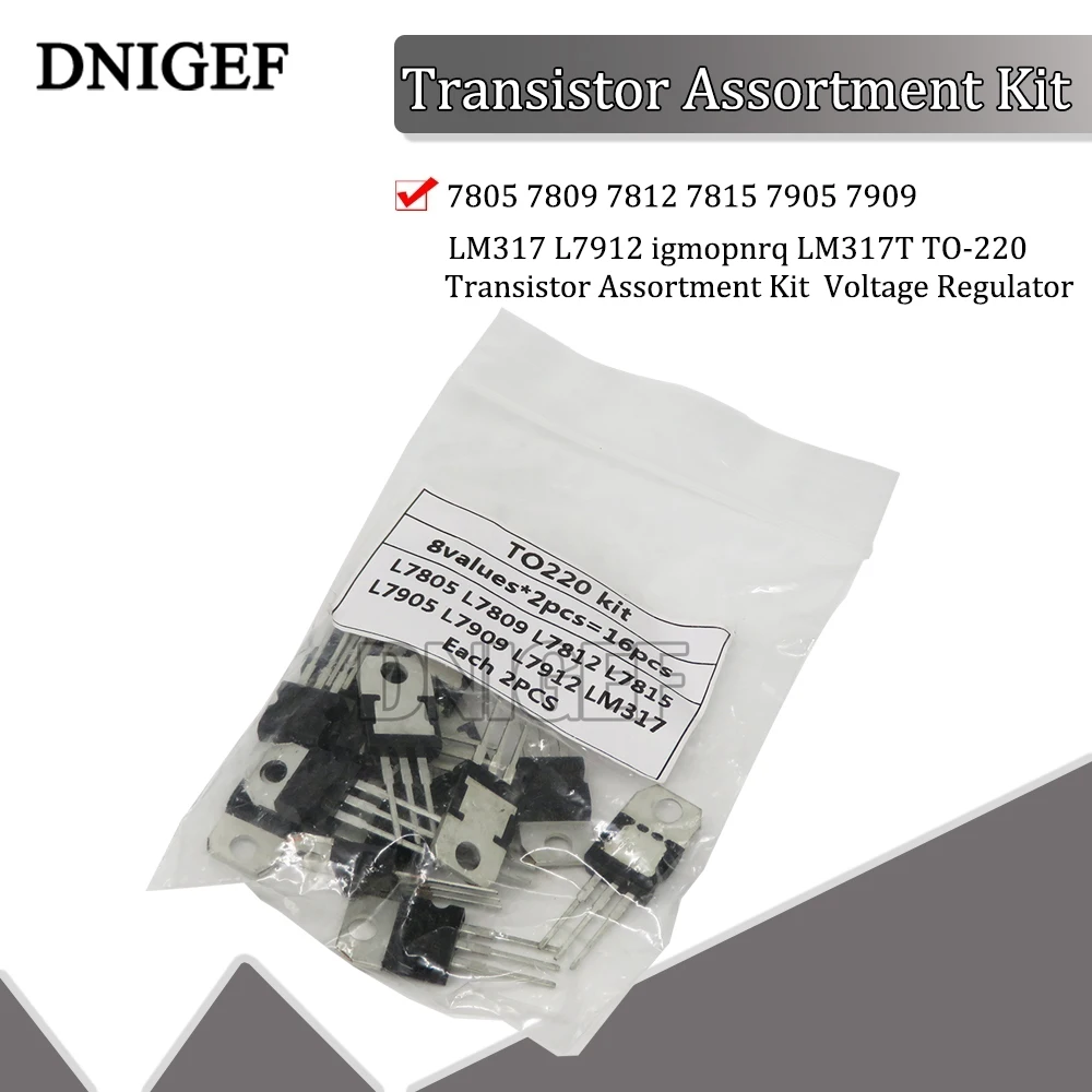 8value*2PCS=16PCS 7805 7809 7812 7815 7905 7909 LM317 L7912 igmopnrq LM317T TO-220 Transistor Assortment Kit Voltage Regulator