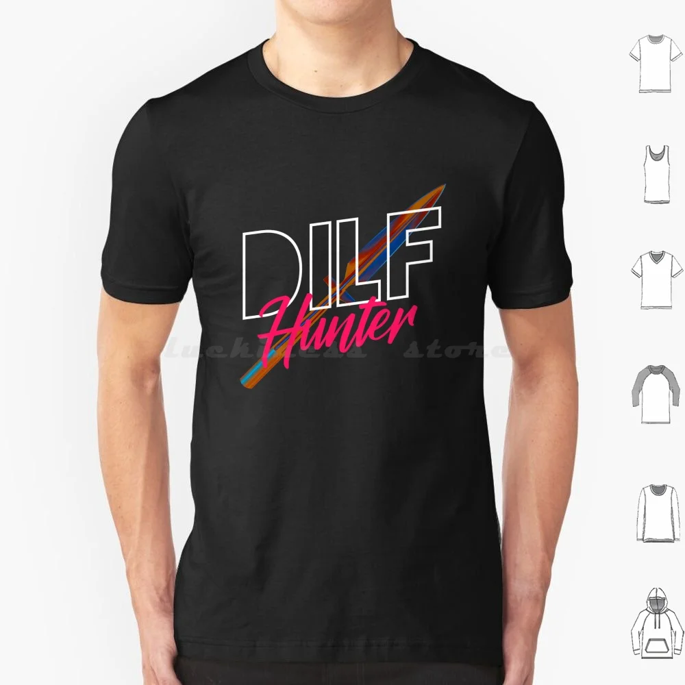 Dilf هنتر تي شيرت 6xl القطن كول تي شيرت Dilf هنتر Dilf هنتر المرأة أبي الأب الساخن أنا أحب Dilf الساخن أبي ميمي مضحك الفكاهة الأب