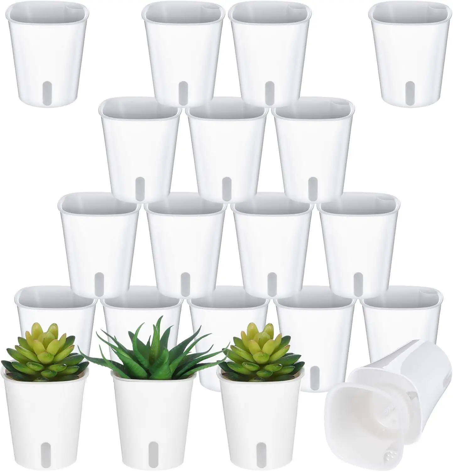 20 Pcs 3 Inch Self Watering Pots Self Watering Planters for Indoor Plants Plastic Self Watering Plant Pot Garden Flower