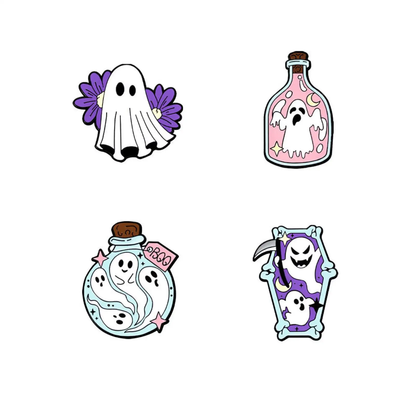 Cartoon-Geist-Brosche für Damen und Herren, Metallabzeichen, Schmuck, Accessoires, Halloween, Kindergeschenke – Detail 1