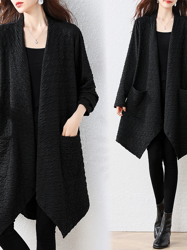 Authentic 2026 Autumn New Fashionable Meticulous Work Outerwear Midi Length Outfit Irregular Hemline Quality Jacket for Women