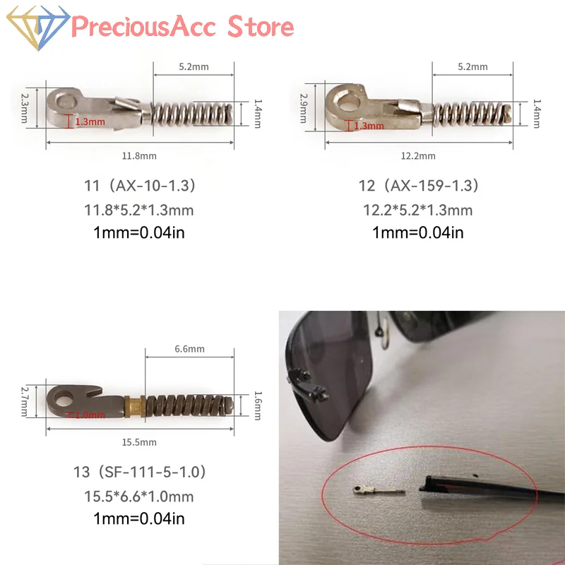 2Pcs Flex Temples Optical Frame Broken Replacement Part Eyeglasses Spring Insert Glasses Repairing Accessory Stainless Steel