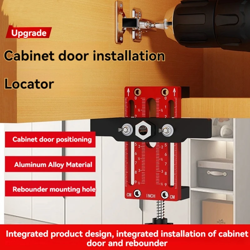 WISH Diperbarui Pemasangan Pintu Kabinet Rebounders Positioner, Jig Perangkat Keras Kabinet, Jig Engsel Pintu Dapat Disesuaikan untuk Pintu Kabinet