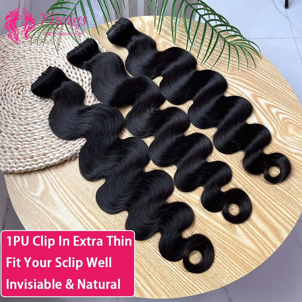 الجسم موجة كليب في 100% شعر مستعار بشري 100 جرام/مجموعة مقاطع في التمديد كامل مشبك للرأس على الشعر التمديد للنساء