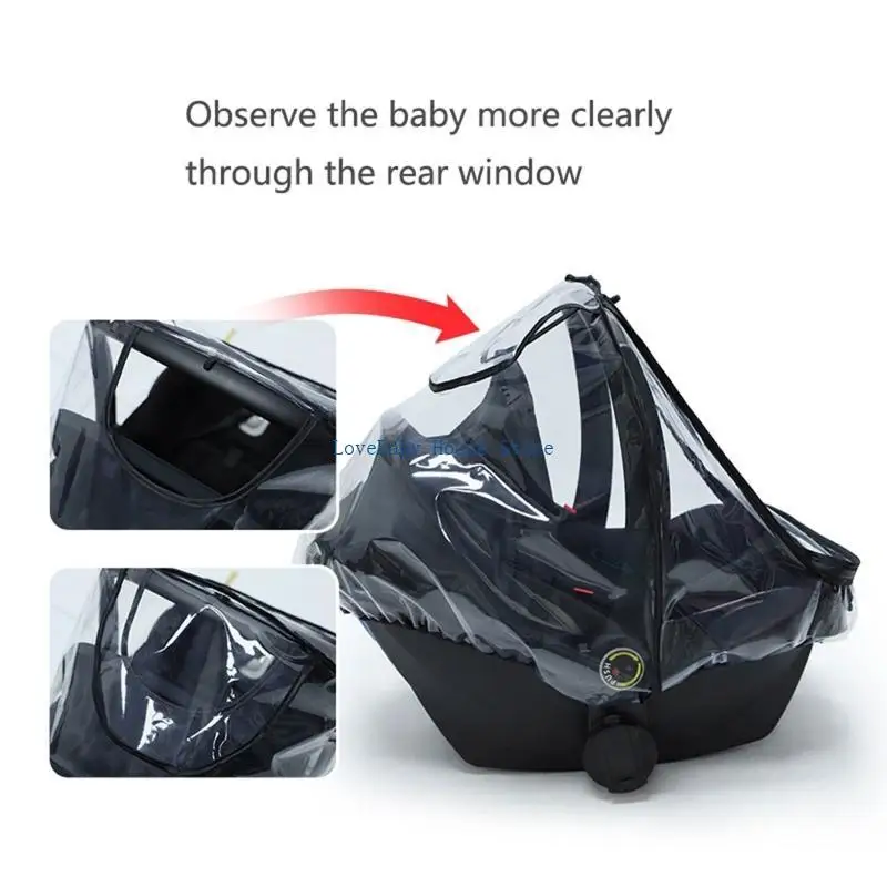 

BX0D Baby Car for Seat Rain Cover EVA Stroller Weather Shield Waterproof Windproof Breathable Clear Raincoat