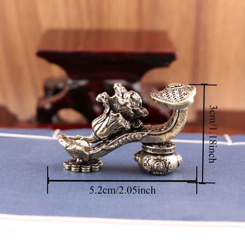 Brass Ruyi Cabbage Figurine Retro Mini Metal Desktop Table Ornament Collectible Craft Gift