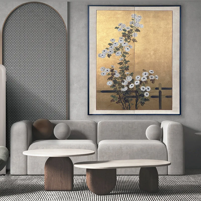 Living room hanging screen retro screen entrance porch hand-painted decorative lacquer painting old folding partition home