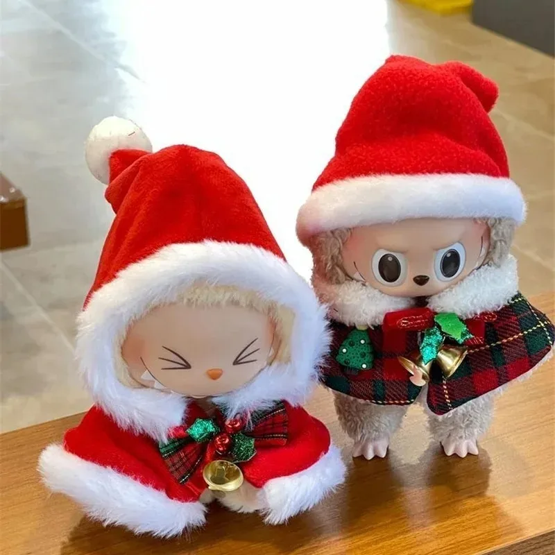 15 17cm For Labubu Doll Christmas Decorations Outfit Clothes Gingerbread Sweater Kawaii Festival knitting Clothing Accessories