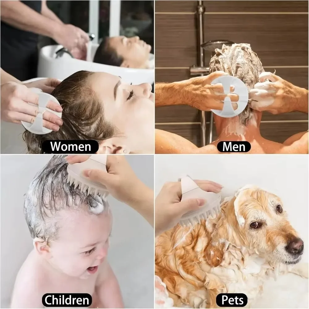 Scalp Massager Shampoo Brush Silicone Hair Scrubber Exfoliating Washing Dandruff Removal Beige Bath Care Accessory Tool