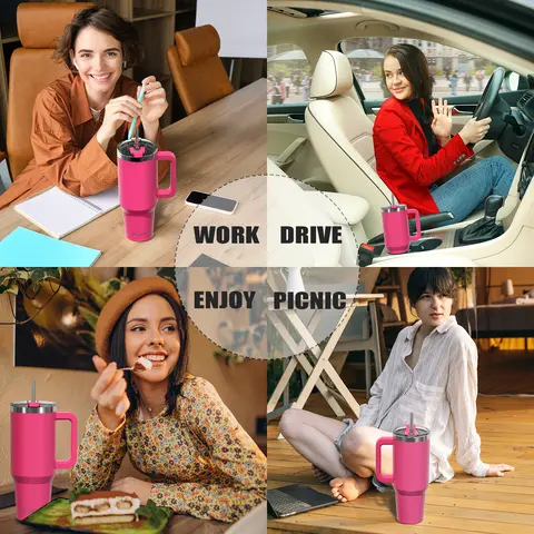 591ml स्टेनलेस स्टील इंसुलेटेड कप 20oz टम्बलर हैंडल और स्ट्रॉ के साथ ठंडा और गर्म रखें थर्मल मग पोर्टेबल कार ट्रैवल मग 10 best sales 20 औंस का गिलास - №6