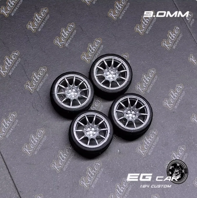 محور عجلة معدل 1/64 EG BRW08/GT-N/vs5/CS 9.0/9.7 مللي متر عجلات راتينج (مع فرامل) مناسبة لسيارات موديل 1:64 تأتي مع الفرجار