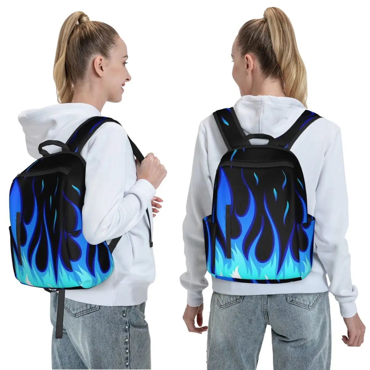 Big Fire Flames Burning Flame Backpack Daypack Large Capacity Children BookBag School Bag Shoulder Bags for Men Women