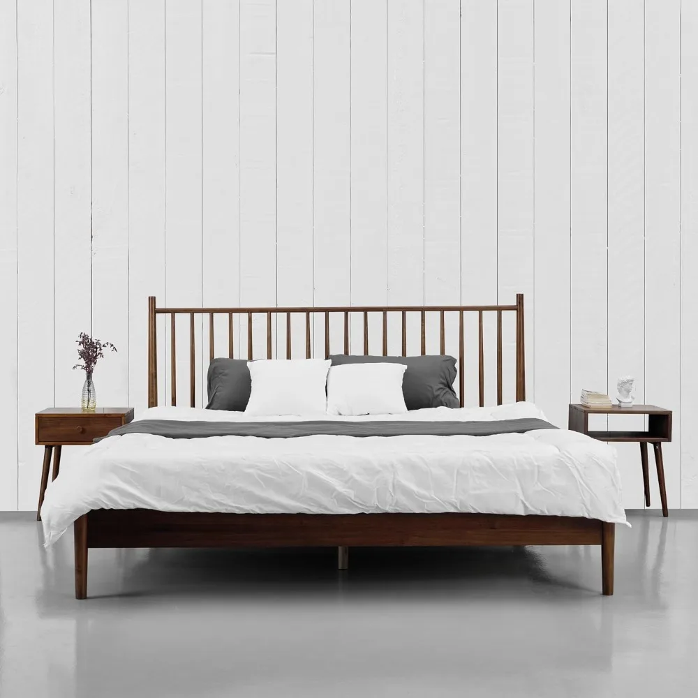 

Headboards, Solid Wood Foundation with Silent Slats and Wood Central Supports, Effortless Assembly, Wooden Bed Frame Headboard