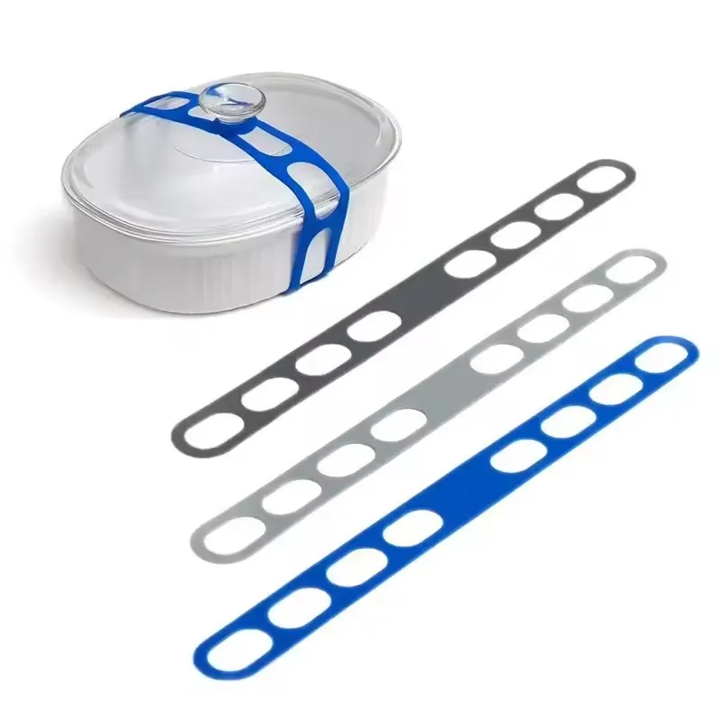 

Silicone Lunch Box Fastening Strap Reusable Universal Lid Fastening with Crock Lid Box Cutlery Holder