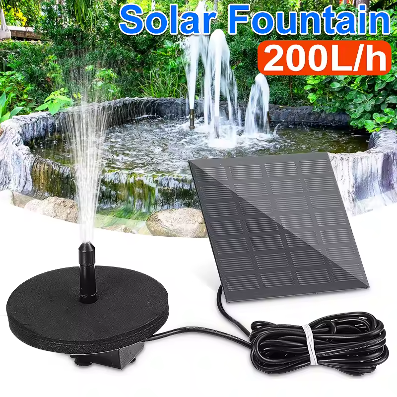 1.5W Solar Fountain Pump with 6Nozzles Solar Powered Pump with Solar Panel Kit for Bird Bath,Pond,Garden and Other Places