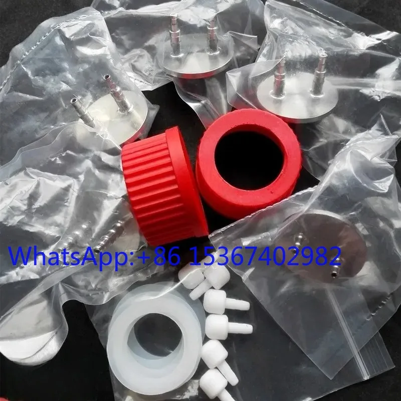 Biological Fermentation Tank Feeding Bottle Blue Cover Universal Two-Way Adapter Stainless Steel Two-Hole Hose Connector for