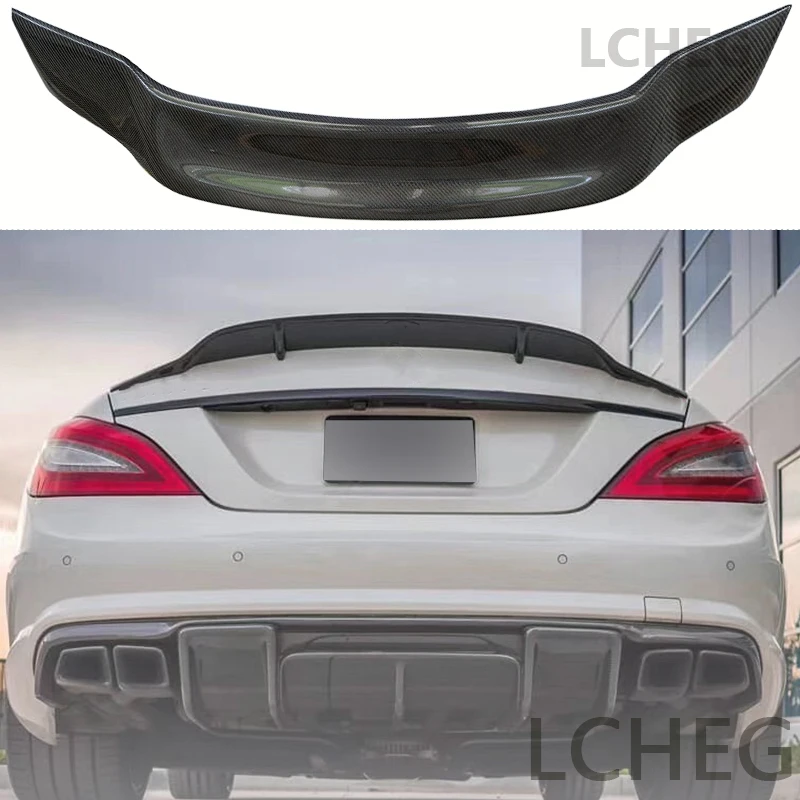 For Mercedes-Benz CLS 63 53 500 300 C218 W218 R Style Carbon Fiber Rear Spoiler Trunk Wing 2011-2019